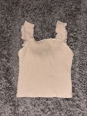 Saints XS Ruffled Strap Knit Tank Top - Beige EUC